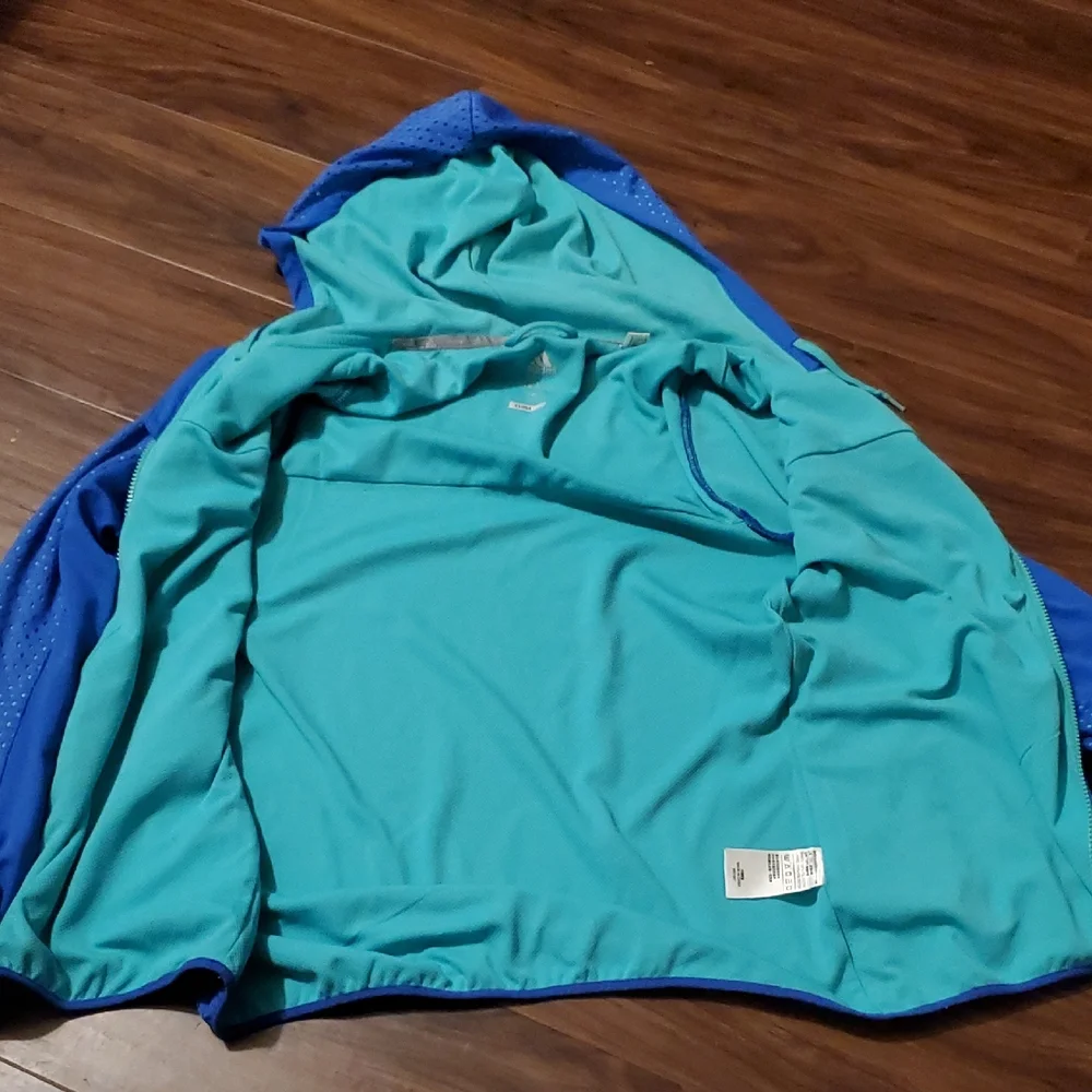 adidas Teal Green CLIMALITE Performance Jacket with Blue Zip - Picture 7 of 10